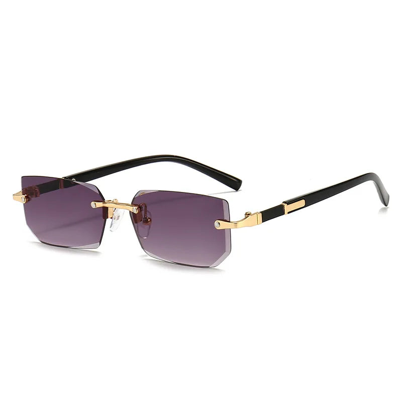 Unisex Rimless Rectangle Sunglasses - Small Square Shades Fashion 2025